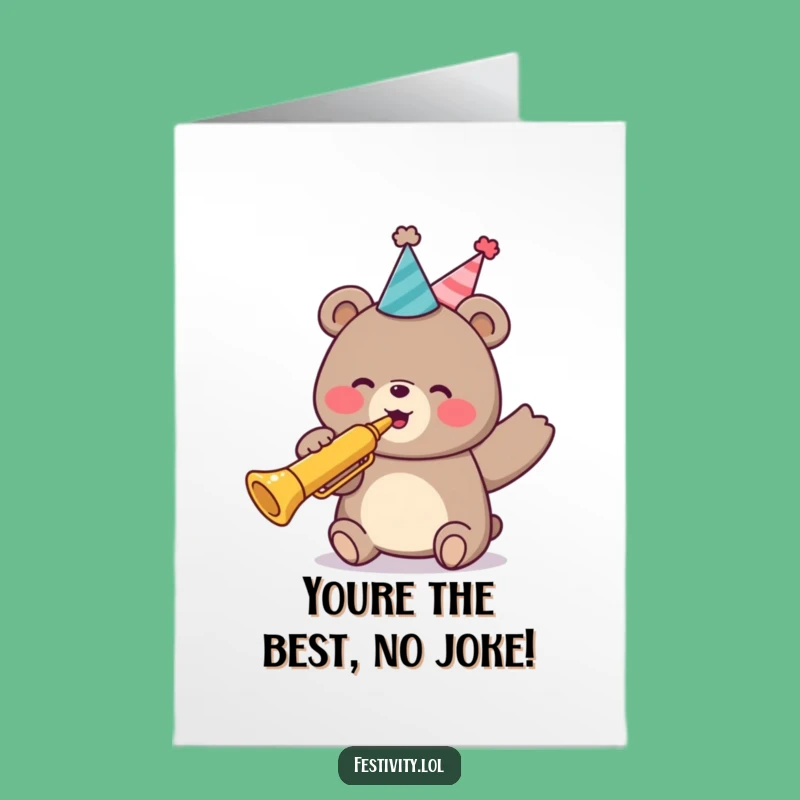 Free Printable Thank You Card: Bear's Grateful Trumpet - Humorous Downloadable Gift