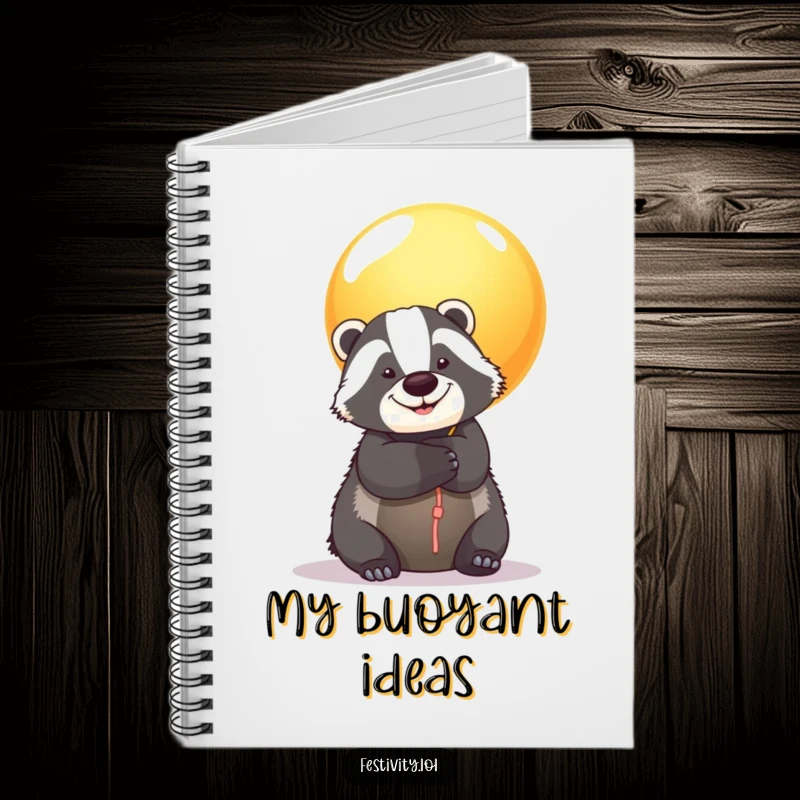 Funny Badger Balloon Notebook: A happy badger hugs a giant balloon, perfect for journaling joyful thoughts and warm memories.