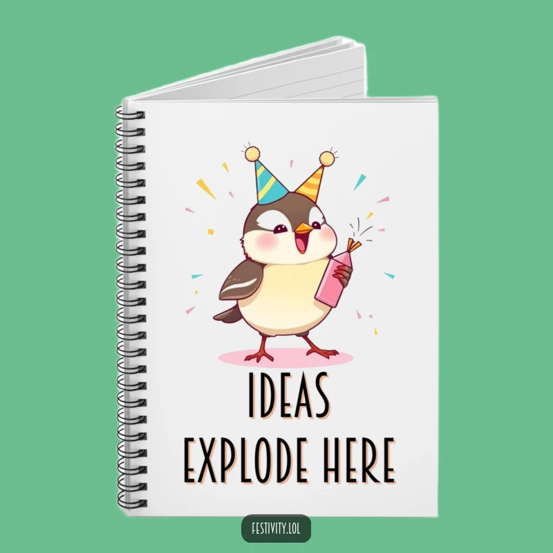 Funny Chickadee Party Popper Notebook - Jot Down Your Joyful Ideas!