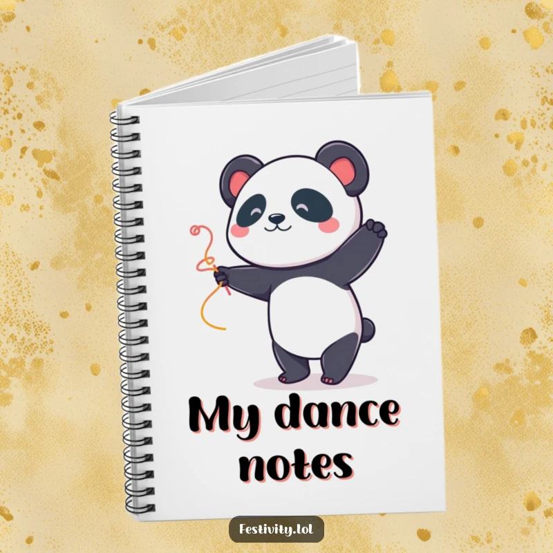 Funny Panda Dancer Notebook: A playful panda dances with a streamer, perfect for journaling happy thoughts and creative ideas.