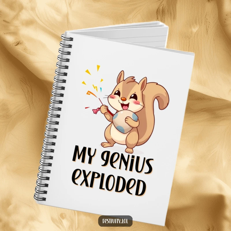 Funny Squirrel Notebook: A delighted squirrel holds a party popper, ready to add a burst of humor to your notes.