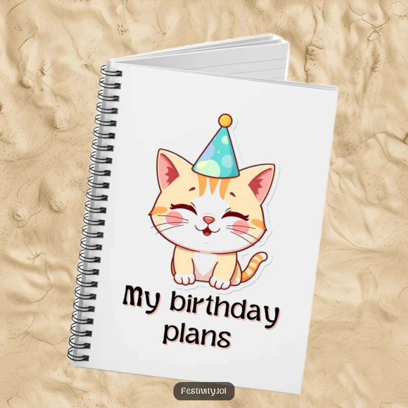 Funny Cat Birthday Notebook: A winking cat in a silly hat, perfect for journaling birthday wishes and memorable moments.