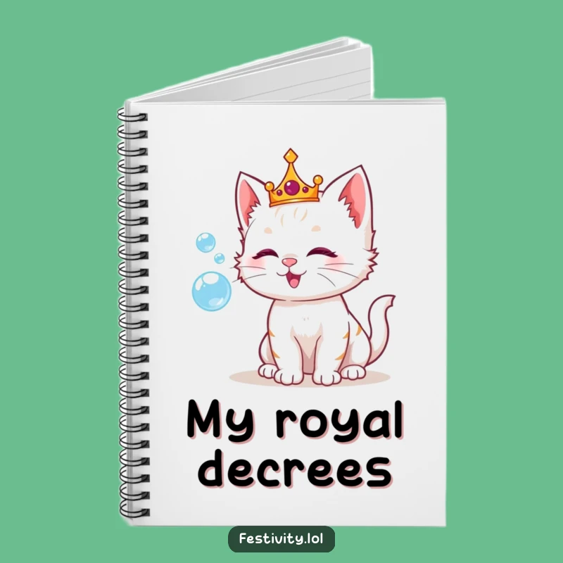 Funny Kitten Bubble Crown Notebook: Jot Down Ideas with Royal Flair!