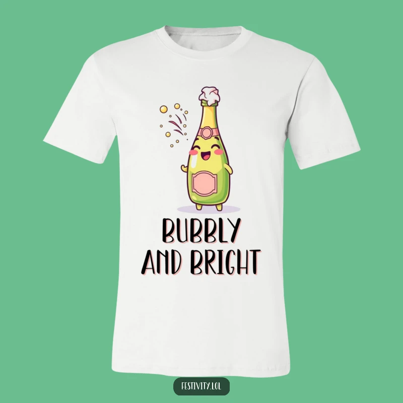Funny Champagne Pop T-Shirt: Cheerful Bubbly Spray Tee, Festive Funny Gift