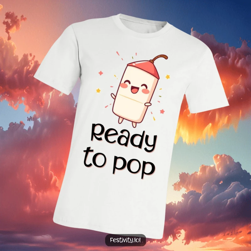 Funny happy firecracker exploding with a loud, fun spark, a humorous and energetic t-shirt.
