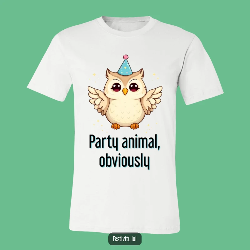 Funny Owl Party Hat T-Shirt: Joyful Glitter Spill, Hilarious Gift Idea