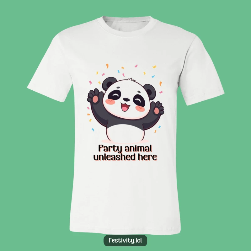 Funny Panda T-Shirt: Gleeful Confetti Toss for a Hilarious Party Vibe