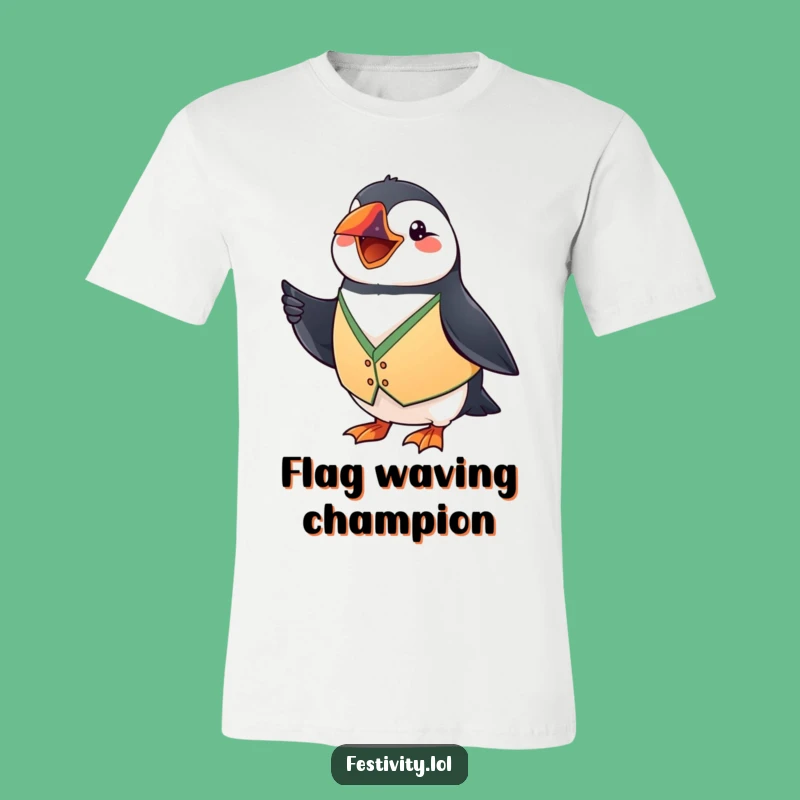 Funny Puffin Flag T-Shirt: Wear Your Festive Spirit