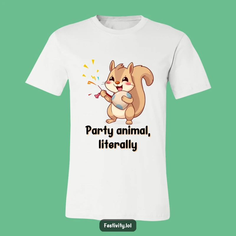 Funny Squirrel Party Popper T-Shirt: Wear Your Celebration with Humor