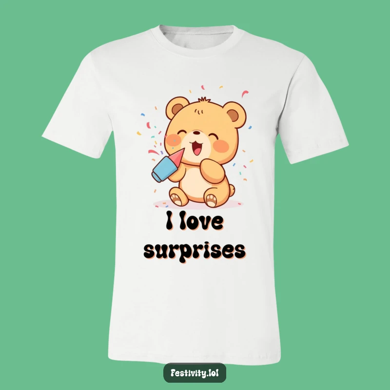Funny Bear Cub Party T-Shirt: Excited Cub's Confetti Burst, Celebration Humor