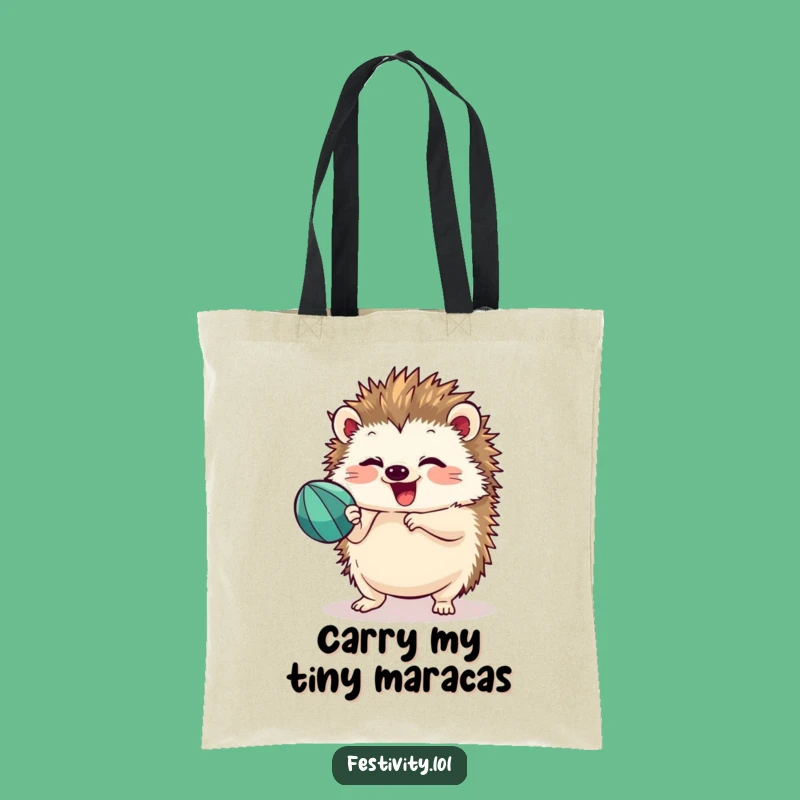 Funny Hedgehog Maraca Tote Bag: Carry Your Fun Festively