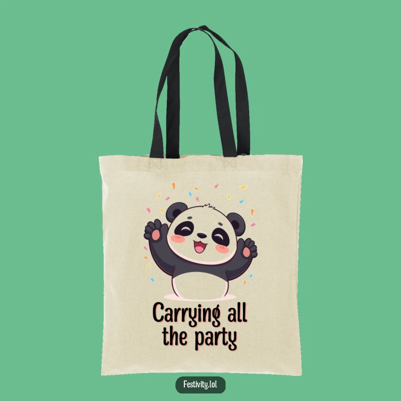 Funny Panda Tote Bag: Carry Your Cheer with this Confetti Party Accessory