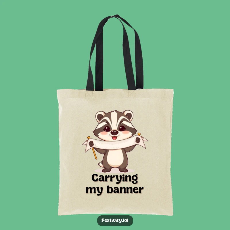 Funny Badger Banner Tote Bag: Carry Your Achievements in Style