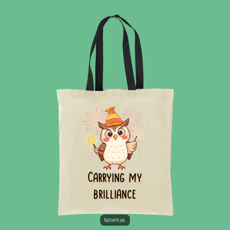 Funny Owl Firework Tote Bag: Carry Your Spark Wherever You Go!