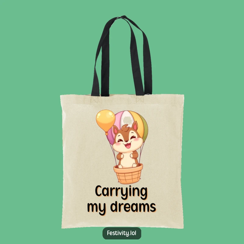 Funny Chipmunk Hot Air Balloon Tote Bag: Carry Your Day with Joyful, Hilarious Style