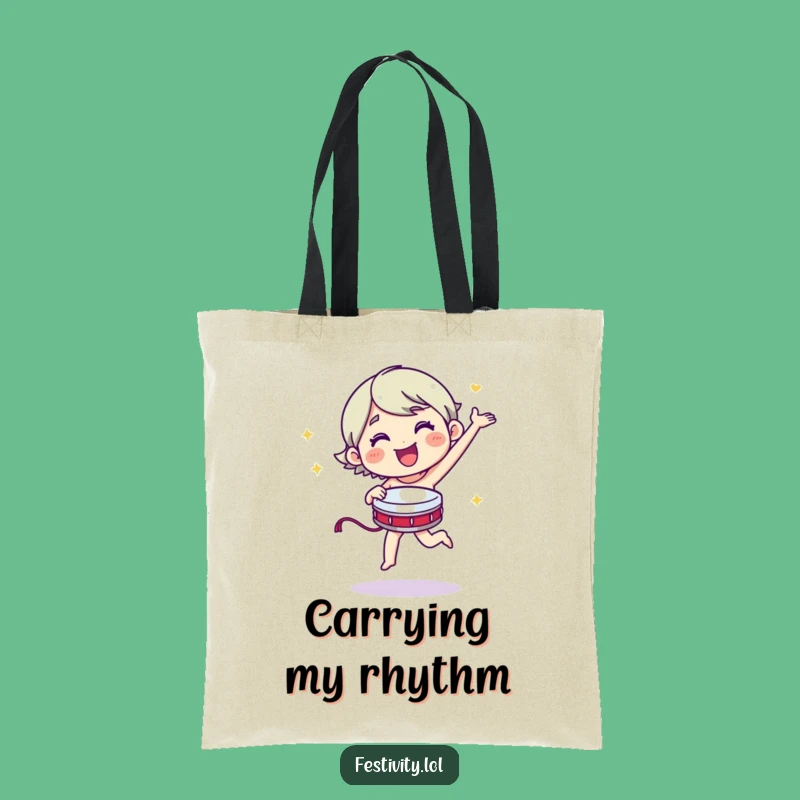 Funny Dancing Tote Bag - Tambourine Beats - Carry Your Rhythm