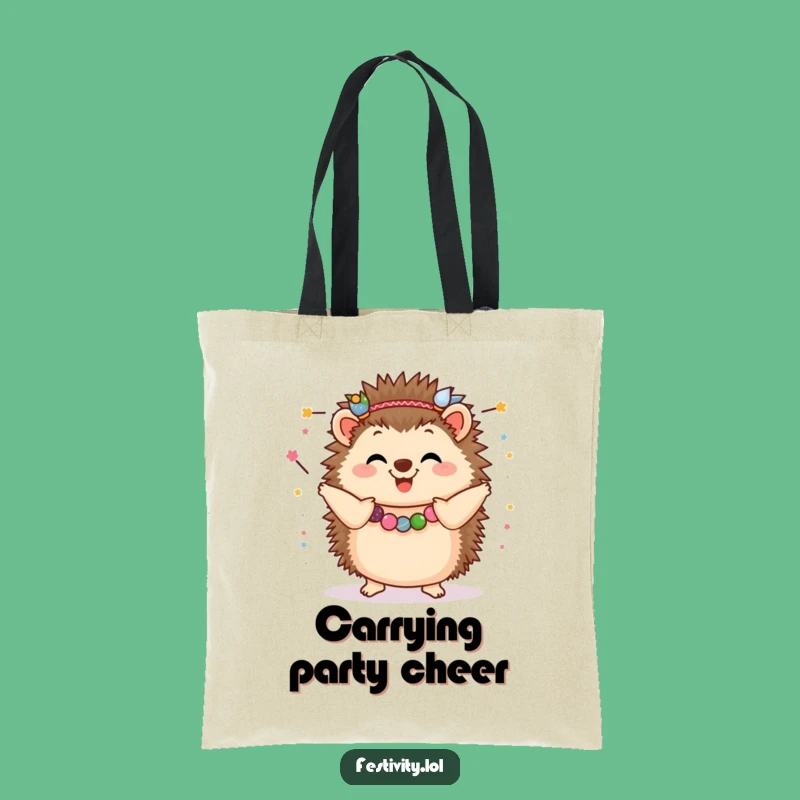 Funny Hedgehog Garland Dance Tote Bag: Carry Your Party Essentials with Hilarious Flair
