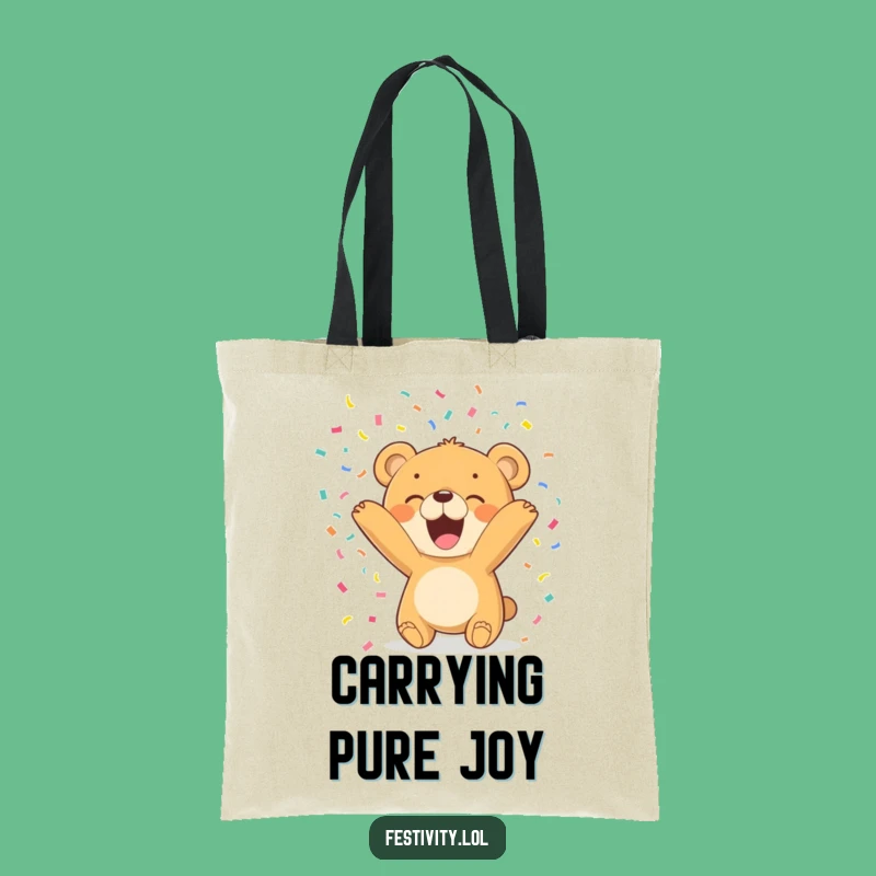 Funny Bear Cub Confetti Tote Bag: Carry Your Fun, Practical and Funny Gift