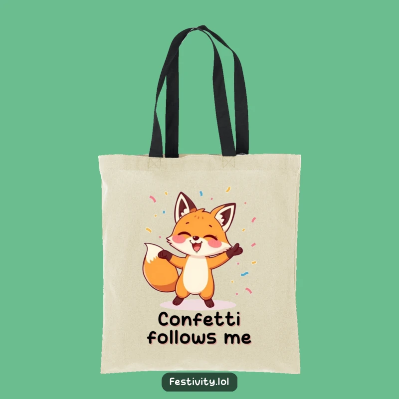 Funny Fox Dancing Confetti Tote Bag: Carry Your Fun Wherever You Go!