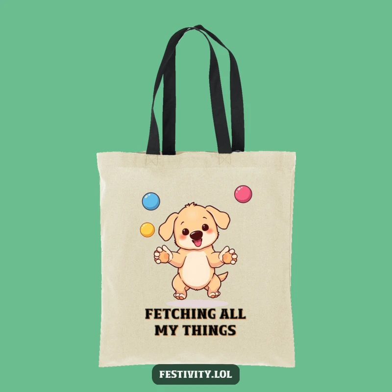 Funny Puppy Juggling Tote Bag: Carry Your Laughs - Perfect Gift!
