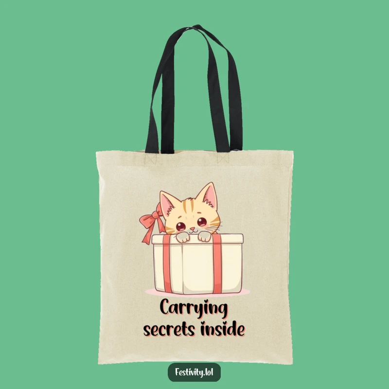 Funny Cat Gift Box Tote Bag: Carry Your Secrets with Hilarious Feline Flair!