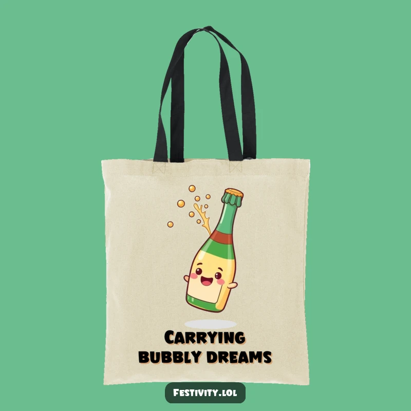 Funny Champagne Pop Tote Bag: Carry Your Fun with this Hilarious Splash Design