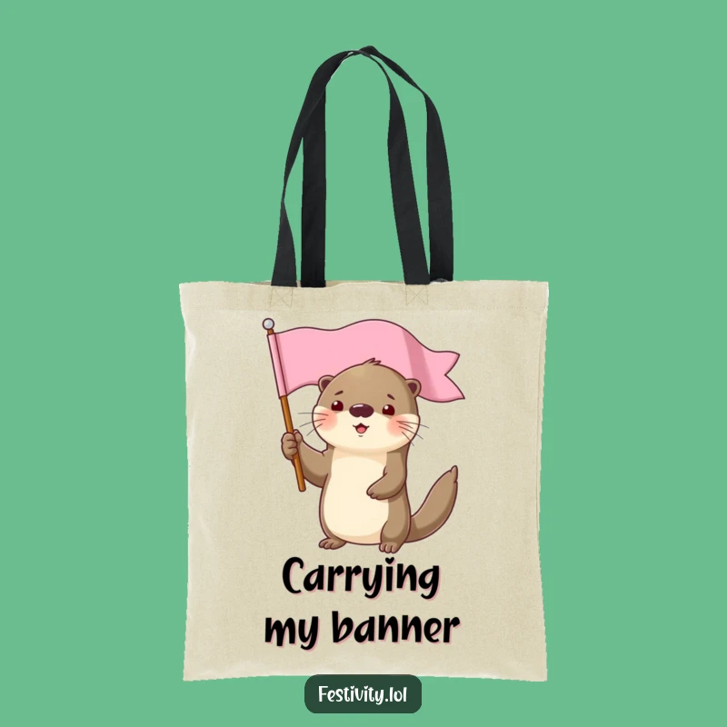 Funny Determined Otter Flag Tote Bag: Carry Your Victories