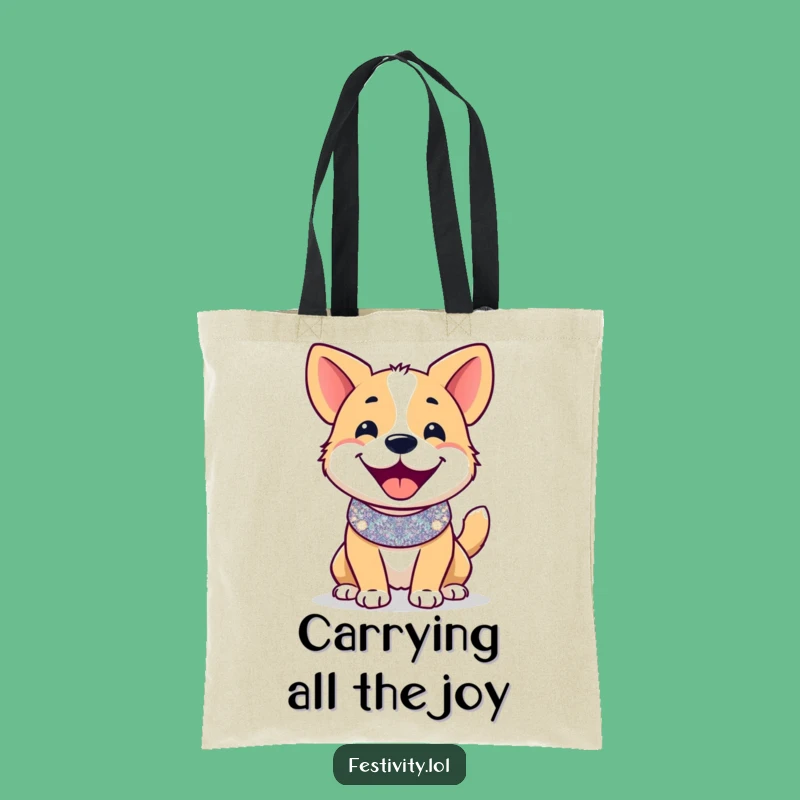 Funny Dog Joy Tote Bag - Festive, Wagging Tail Fun