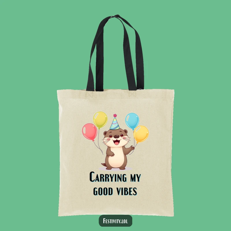 Funny Happy Otter Balloon Tote Bag - Carry Your Celebration Everywhere