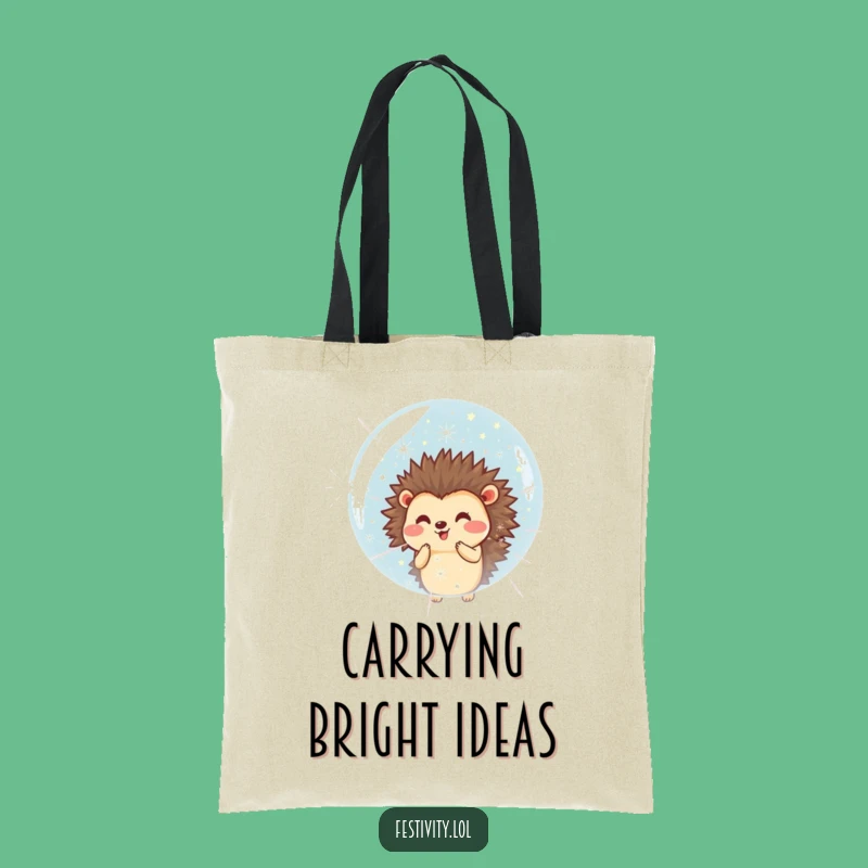 Funny Hedgehog Bubble Tote Bag: Carry Your Joyful Sparkle!