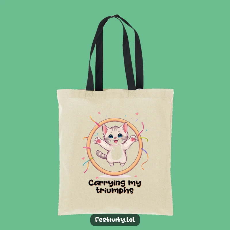 Funny Kitten Hoop Leap Tote Bag: Carry Your Playful Spirit Hilariously!