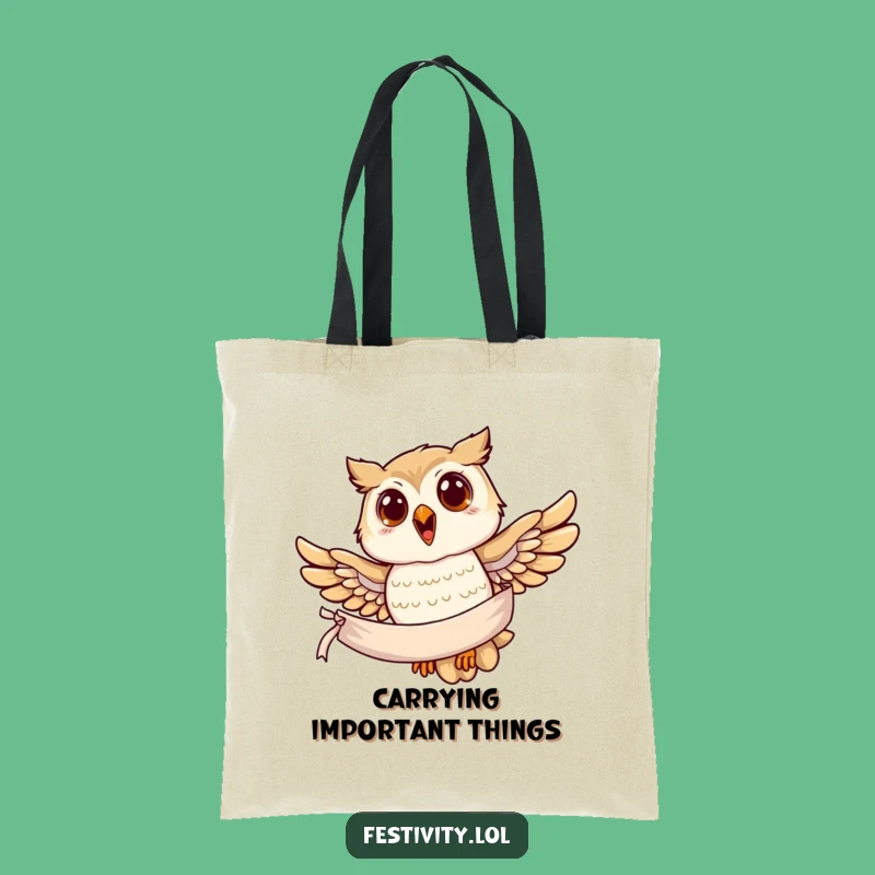Funny Owl Banner Tote Bag: Stylish Message Carrier, Eco-Friendly Funny Gift