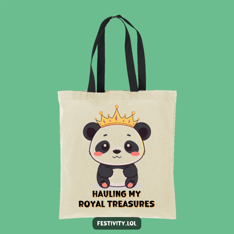 Funny Panda Crown Tote Bag: Carry Your Royal Style!