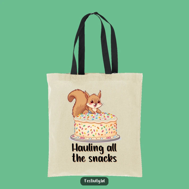 Funny Squirrel Cake Tote Bag: Carry Your Sweet Style
