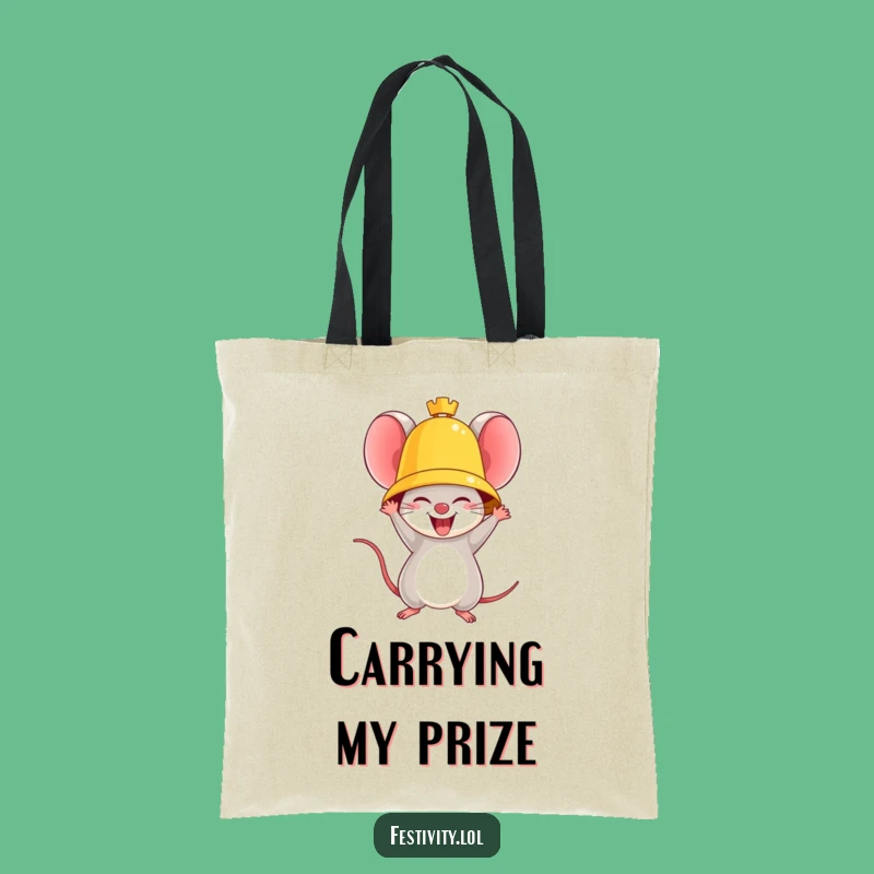 Funny Triumphant Mouse Tote Bag: Carry Your Success with Humorous Style