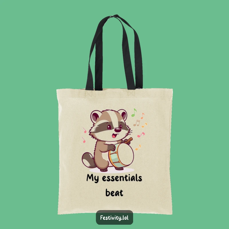 Funny Badger Drummer Tote Bag: Carry Your Musical Passion!
