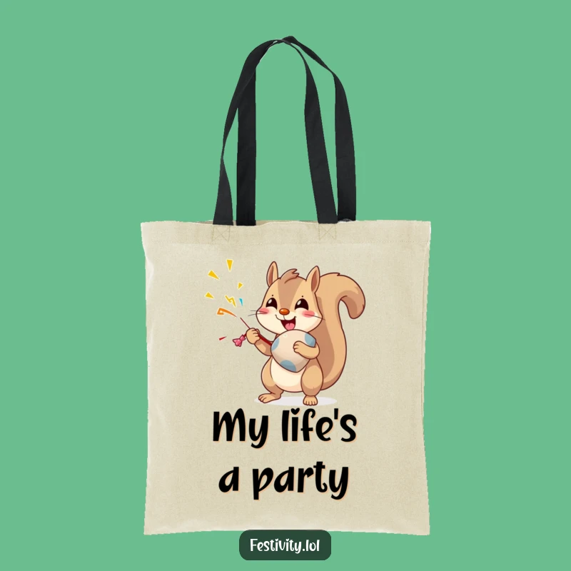 Funny Squirrel Party Popper Tote Bag: Carry Your Fun and Essentials