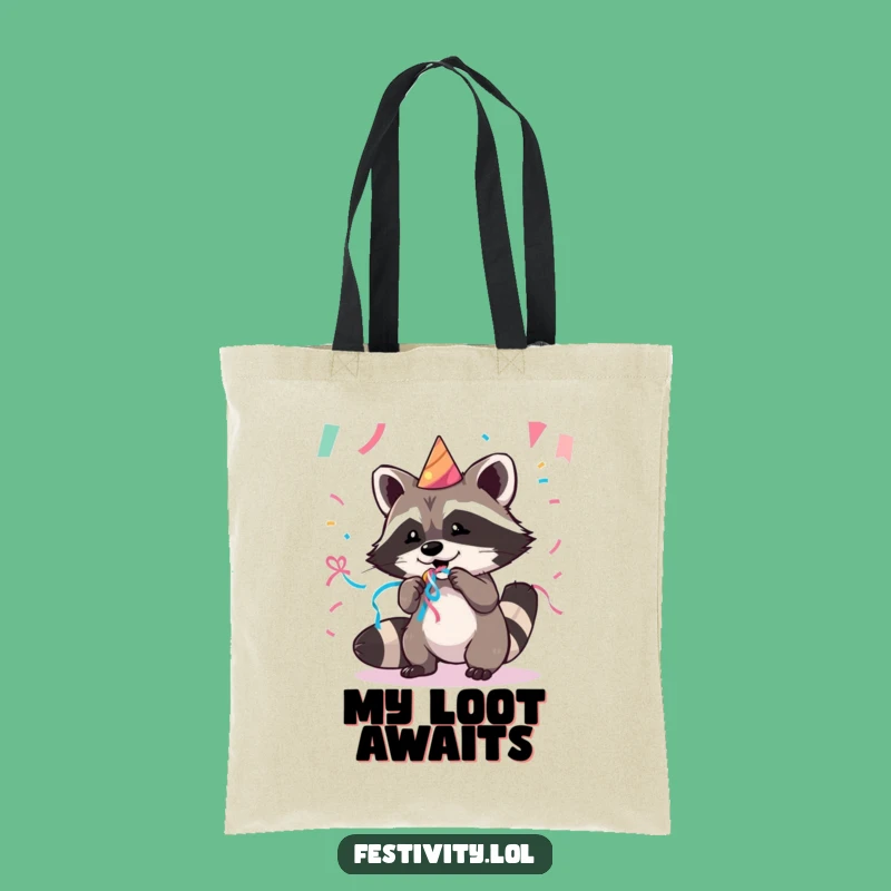Funny Raccoon Tote Bag: Hilarious Party Streamer Thief Accessory