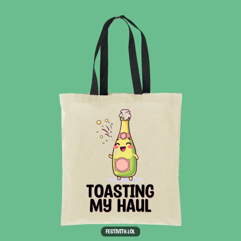 Funny Champagne Pop Tote Bag: Cheerful Bubbly Carry-All, Festive Funny Gift
